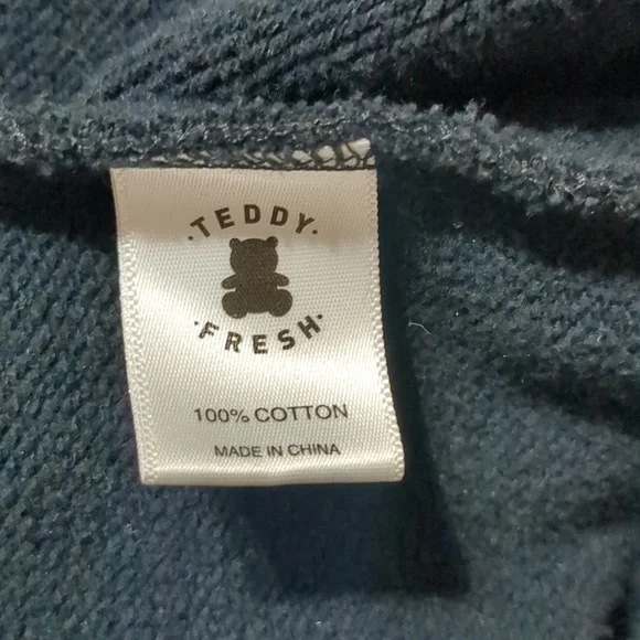 Teddy Fresh Black Pullover Unisex Hoodie Grommet Accents Streetwear Style Size L - Picture 8 of 8